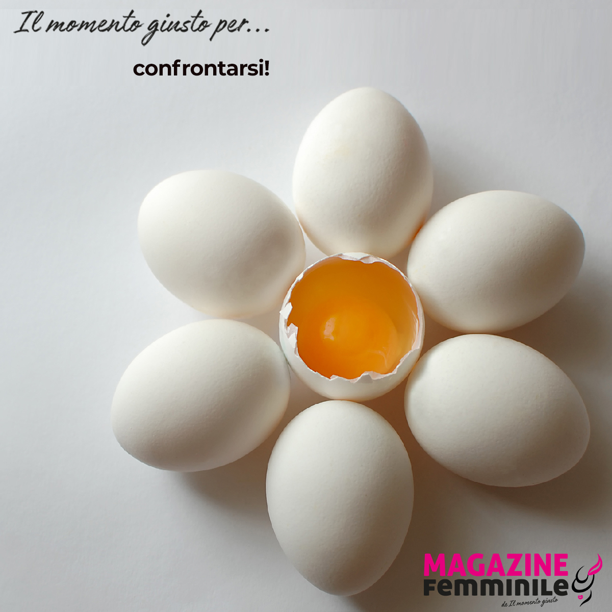 Social egg freezing: nell'immagine un uovo a metà e tante uova intorno al tuorlo