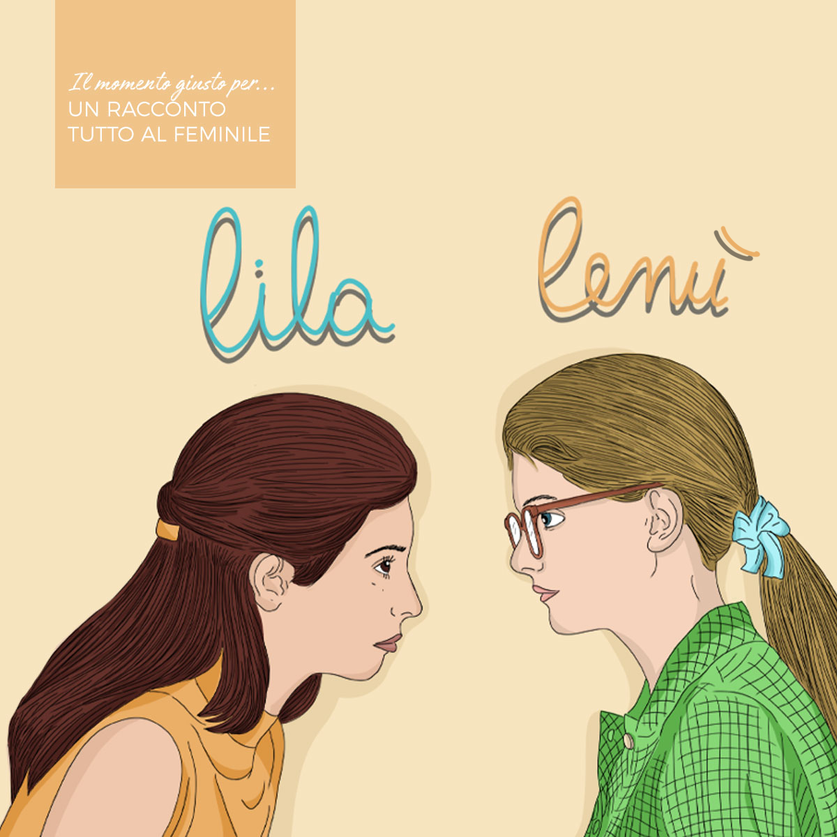 Illustrazione che ritrae Lila e Lenù, le due protagoniste televisive de L'amica Geniale